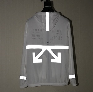 正品ow off潮牌white 反光3m箭头防晒服风衣男薄外套女皮肤衣休闲