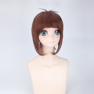 只要你说你爱我 橘梅 棕深色 齐刘海 呆毛 短发 收脸 假毛cos假发