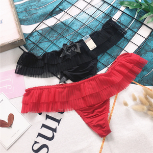 n176新款女生黑色红色经典网纱裙式细带丁字裤大小码尾单断码内裤