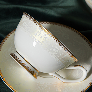 浮雕欧式咖啡杯套装高档英式下午茶具轻奢出口骨瓷杯子精致高颜值
