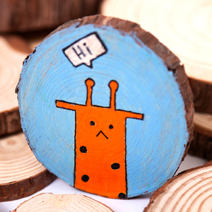 圆木片幼儿园手工diy手绘实木片装饰背景墙年轮木块美术课堂绘画