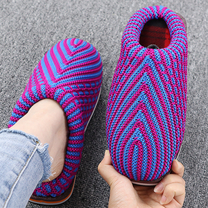 纯手工毛线编织棉鞋新款太阳花男女成品秋冬棉靴加厚防滑保暖老人