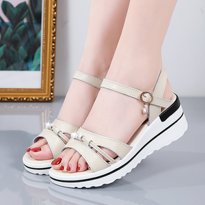 真皮回力女凉鞋百搭水钻增高沙滩鞋白色女士学生单鞋夏季透气潮流