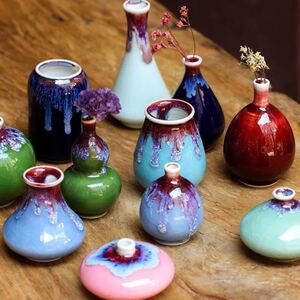陶瓷花插小花瓶手工瓷器摆件葫芦迷你花瓶特小景德镇彩釉小插花瓶