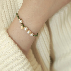 白珍珠编织手链