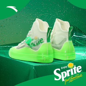 安踏雪碧联名款帆布鞋男鞋春秋季2021新款白色高帮板鞋休闲小