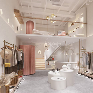 网红直播间男女装店装修设计效果图服装店饰品店铺装修设计实体店