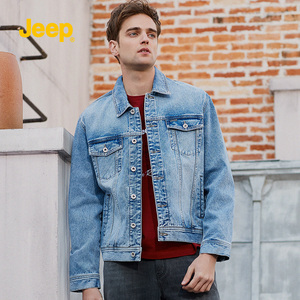 jeep/吉普男装正品夹克 青春休闲男士牛仔夹克翻领短款外套纯棉