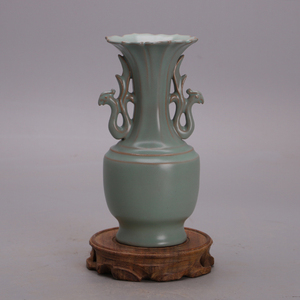 北宋 元祐元年汝窑双凤耳花口瓶 仿宋代古瓷器古玩古董老瓷器摆件