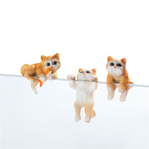 礼品鱼缸可爱猫咪创意趴缸小猫三色小装饰品礼品树脂挂件摆件送人