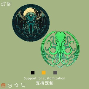 潮牌克苏鲁神话周边之眼史莱姆印花图案纯棉假两件长袖t恤衣服男