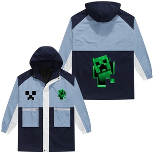 我的世界苦力怕中长款潮流风衣宽松夹克外套休闲秋衣服胖子大码男