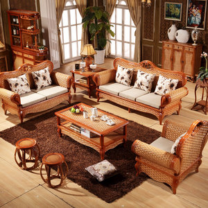 藤沙发客厅组合藤椅沙发五件套藤制沙发实木沙发藤木沙发藤编家具