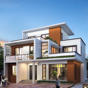 c347二层现代风简约别墅设计图纸新农村自建三层小洋房样图效果图