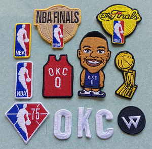 NBA布贴刺绣nba篮球球星标志l威少OKC 0号球衣字母布贴衣服补丁贴