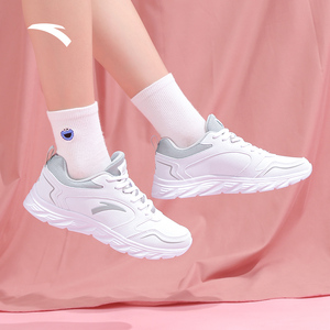 安踏女鞋跑步鞋2022冬季新款皮面休闲旅游鞋官网正品运动鞋女跑鞋