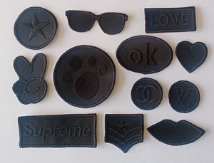 黑色缝补布料贴长方形圆形正方形椭圆衣服裤子袋子破洞补丁黑色贴