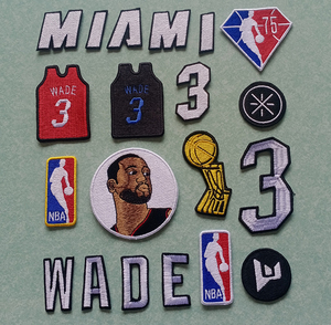 沈全猷淘宝刺绣nba球队logo标志布 nba球星韦德3号wade字母纸布贴