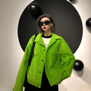 灯芯绒薄外套女短款