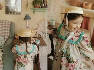 折！现货 MARDI AMBER韩国女童法式甜美田园风长印花连衣裙度假风