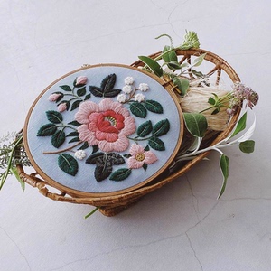 古典花 手工diy刺绣材料包免画图课消色图案布 棉麻底布 樋口新书