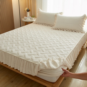 2021新款白色牛奶绒夹棉床笠单件加厚保暖防滑床罩床垫保护套秋冬
