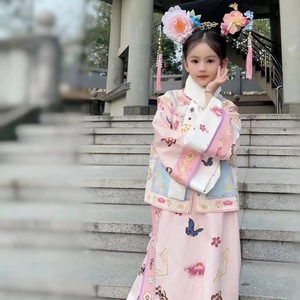 儿童古装女童满族服装春秋装超仙格格古代清朝宫廷公主旗服舞蹈服