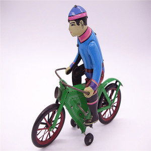 发条铁皮上弦骑自行车 怀旧大号 七八十年代 ms374 带链条传动