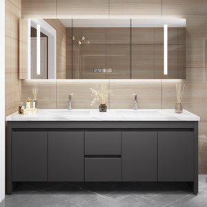 北欧浴室柜组合现代简约双盆落地式卫生间洗漱台洗手洗脸盆柜定制