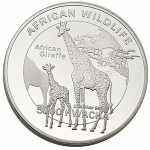 2015年非洲赞比亚野生动物长颈鹿镀银纪念币 工艺银币外币硬币