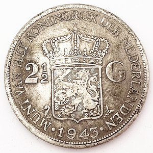 1943年荷兰盾仿古旧铜银纪念币收藏钱币威廉明娜女王纪念银币硬币