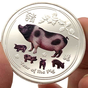 彩猪纪念币