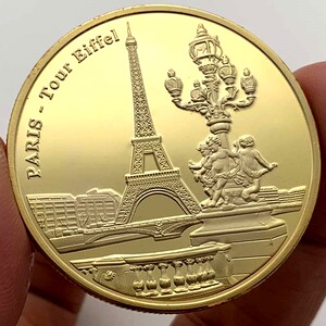 法国巴黎爱情埃菲尔铁塔镀金纪念章 1900世博会金币硬币纪念币