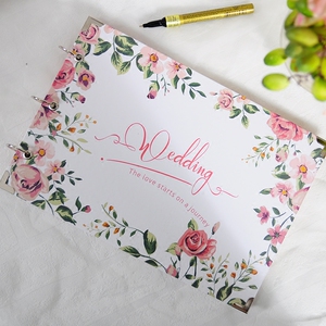 蜜糖-英伦玫瑰手绘森系 签到本粉色结婚婚礼账本礼金本签到册