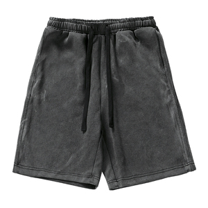 美式高街水洗做旧设计灰黑色短裤男夏季新款简约宽松潮牌五分裤