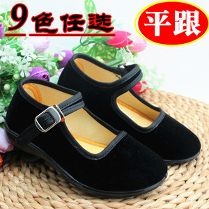 老北京布鞋女童古装黑色布鞋民国舞蹈鞋少数民族风中国风表演出鞋