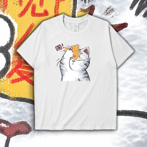人见人爱符猫咪印花短袖t恤男装可爱胖猫咪动物图案上衣趣味搞笑t