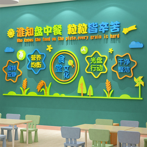 食堂文化墙面小饭桌餐厅布置幼儿园环创材料主题托管班装饰半成品