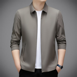 大白鲨官方旗舰店男装百斯盾同款秋季夹克翻领中年宽松型男士外套