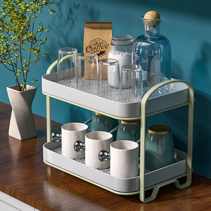 杯架杯子收纳置物架放茶杯水杯架家用沥水双层托盘桌面玻璃杯架子