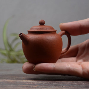 潮州手拉壶单人壶70cc主人壶原矿泡茶壶纯手工紫砂壶茶壶茶具朱泥