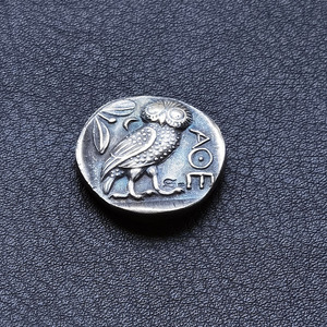 古希腊雅典娜猫头鹰仿古钱币复古欧美太阳神创意装饰硬币打孔礼品