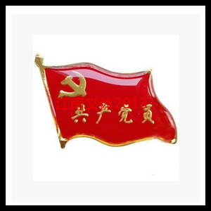 党徽(红旗形蝴蝶结扭扣 别针扣) 胸徽 胸章 共产党员胸牌徽章