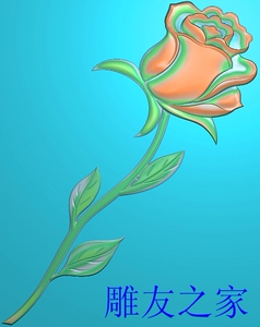 雕友之家精雕浮雕图71570一支玫瑰花衣柜木门电视柜书柜门床背板