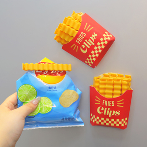 创意仿真薯条夹冰箱贴磁吸防潮零食密封夹食品塑料袋调料封口条