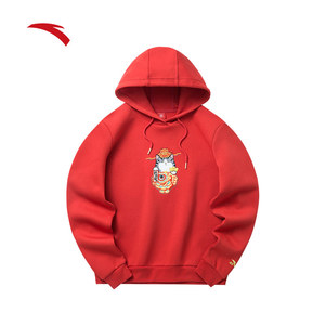 安踏国潮卫衣女士2022春季新款新年红色时尚刺绣休闲套头衫女