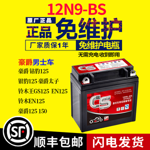 适用豪爵125摩托车电瓶12v通用铃木干铅酸蓄电池太子钻豹12n9电池