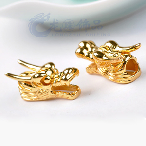 纯黄铜真空镀金14k 龙头搭扣子吊坠手链项链配件饰品diy不掉色