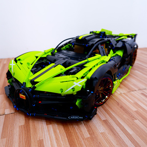 乐高积木moc绿色布加迪跑车拼装车模成人高难度汽车模型男生礼物