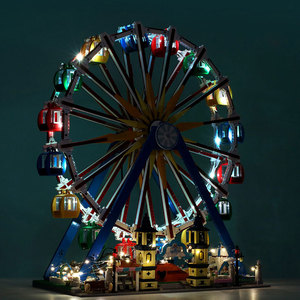 乐高灯光摩天轮伦敦眼成人高难度拼装积木模型迪士尼城堡街景系列